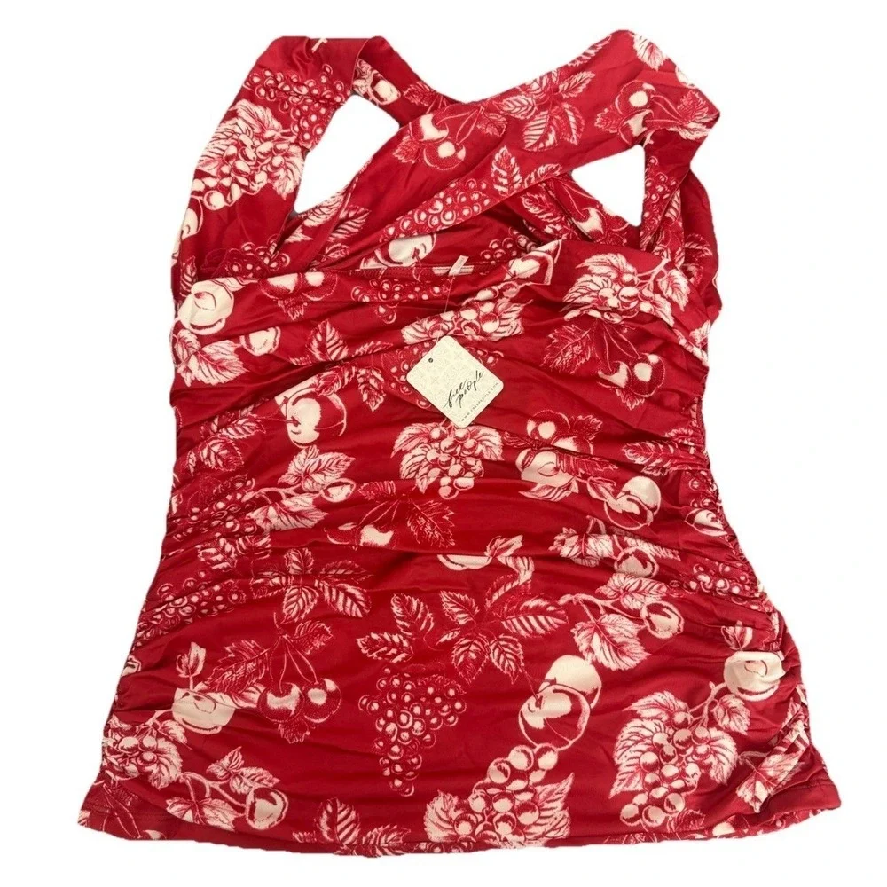 Free People Women's Tommie Knit‎ Shirt Sleeveless Red Top Size XL New